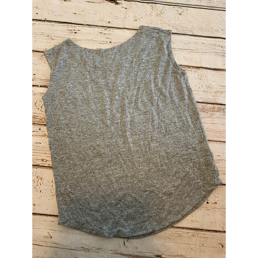 Gap Womens Small Gray Heathered Sleeveless Scoop Neck Knit Tank Top Curved Hem